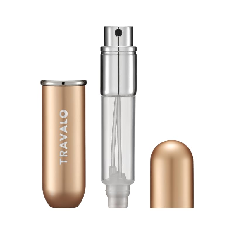 Travalo - Atomizador de perfume recargable, botella de perfume con relleno inferior, mini dispensador de colonia, tamaño de viaje, pulverizador portátil para mujeres y hombres, regalo, plata, 2.2