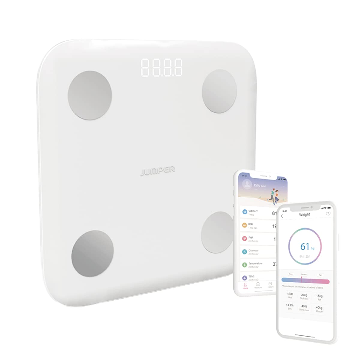 Báscula con bluetooth e indicador de índice de masa corporal - Jumper