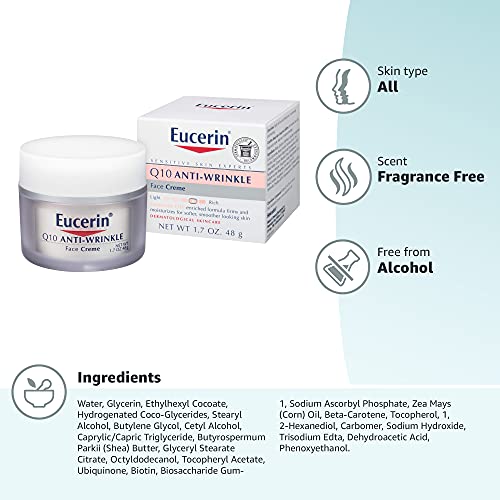 Eucerin - Crema facial antiarrugas Q10, tarro de 1.7 onzas