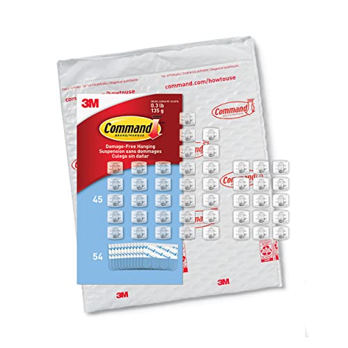 Command - Miniclips transparentes para luz, 45 clips, 54 tiras (CL806-45NA), embalaje fácil de abrir