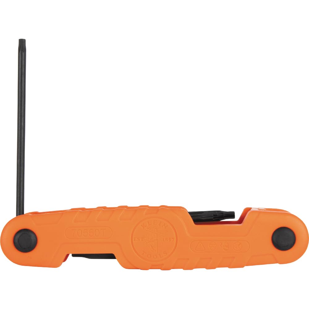Klein Tools 70550T Pro Juego de llaves hexagonales plegables de 10 llaves Torx tamaños T6 a T40, acero de aleación tratado térmicamente, cuchillas de alto apalancamiento
