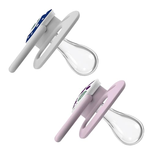 Chupete Dr. Brown's Nature Morada Brilla en la Oscuridad, Simétrico Silicona Suave para Bebé 6-18 Meses, Paquete de 4