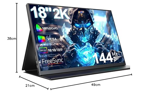 Monitor de Juegos Portátil UPERFECT 2K Negro 144Hz HDR IPS para Consola de Juegos