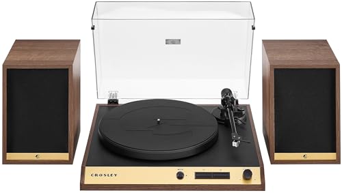Crosley C72 - Tocadiscos Bluetooth con accionamiento por Correa de 2 velocidades con Altavoces de 80 W, Nogal