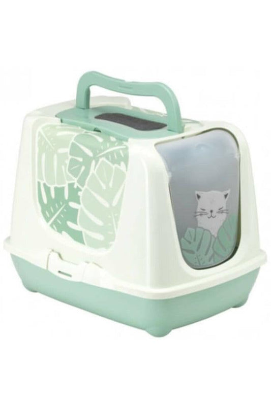 Arenero Grande Moderna Eden Verde Oscuro Resistente a Arañazos y Rayos UV para Gatos