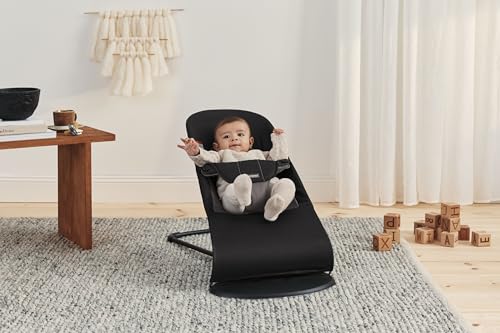BabyBjörn Silla Mecedora para Bebé Balance Soft, Tejido, Negro/Gris oscuro