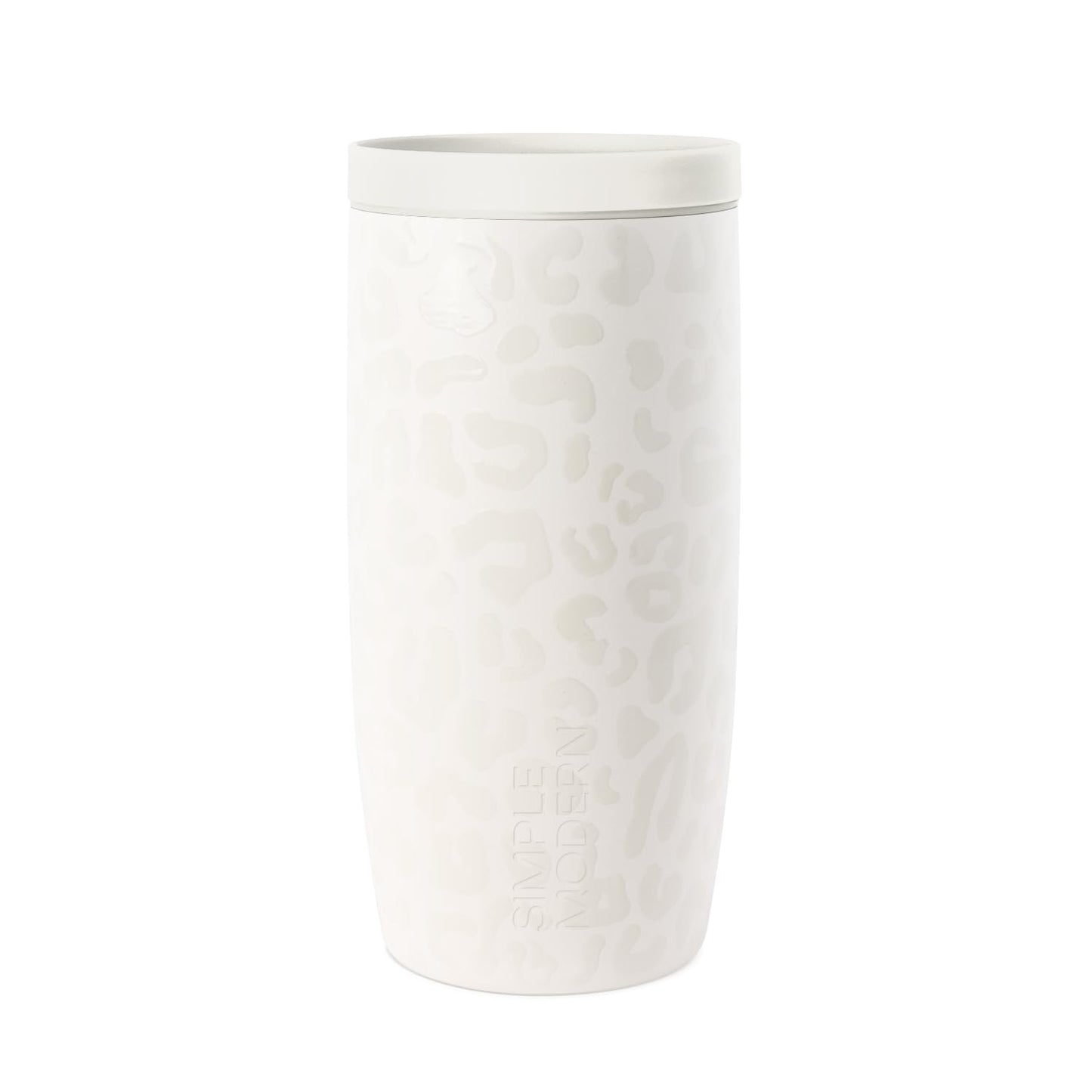 Taza de Café para Viaje Simple Modern Cream Leopard con Tapa 360 y Revestimiento de Cerámica para Mujer y Hombre