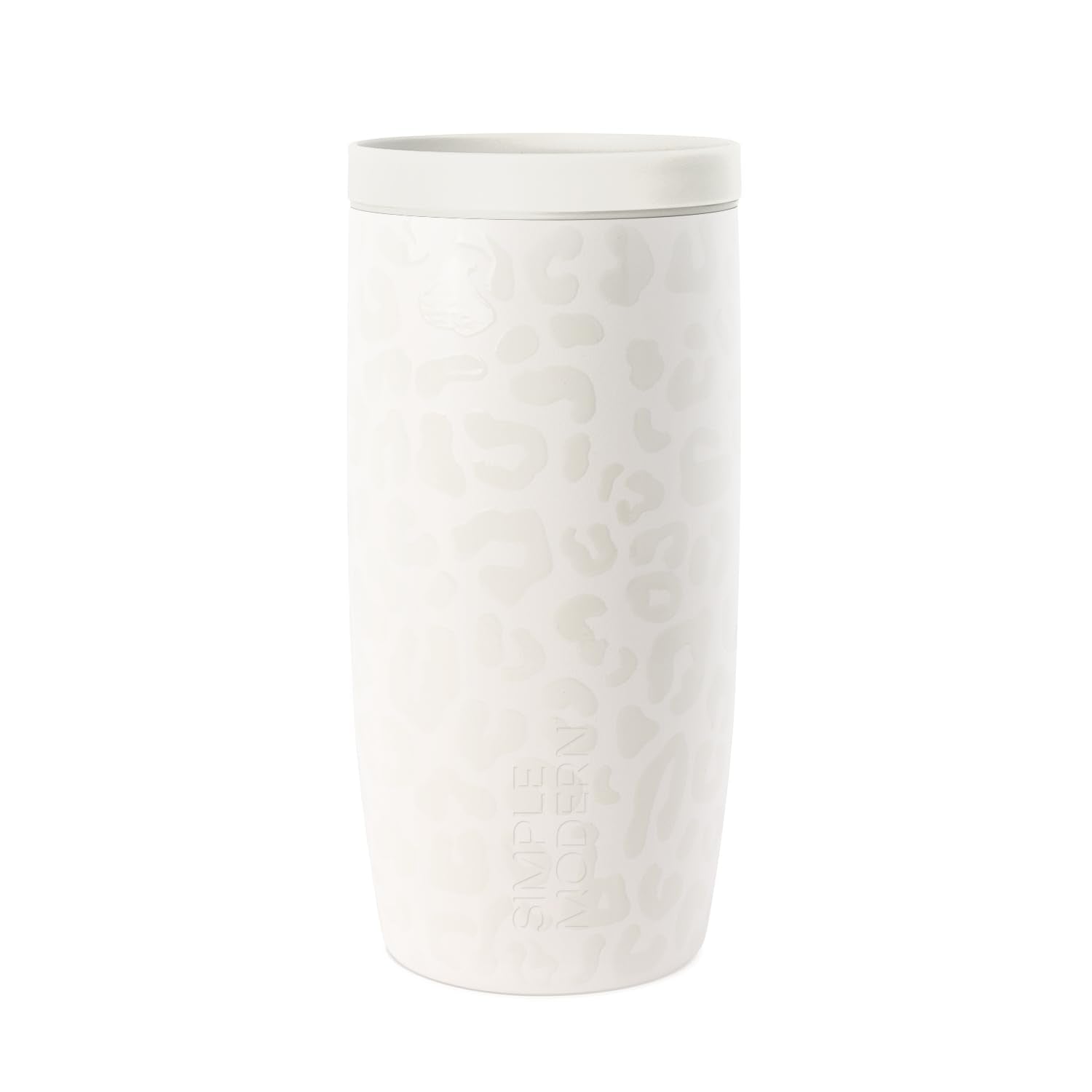 Taza de Café para Viaje Simple Modern Cream Leopard con Tapa 360 y Revestimiento de Cerámica para Mujer y Hombre