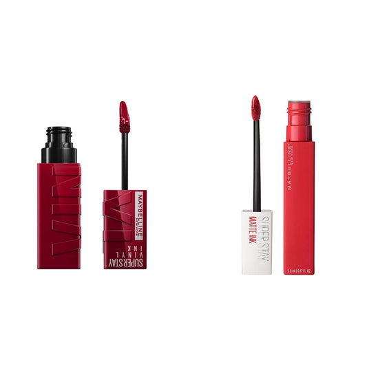 Labial líquido brillante Maybelline Super Stay Vinyl Ink Royal + Labial Liquido Matte, Larga Duracion, Superstay Matte Ink 20 Pioneer, 5 g