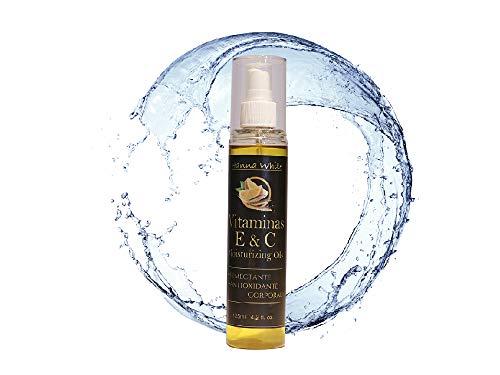 Aceite corporal antioxidante con vitamina E y aloe vera para una piel radiante y joven.