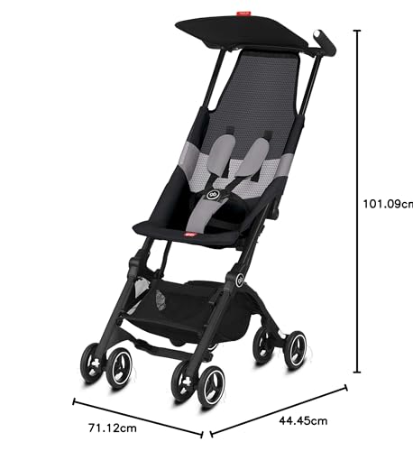 gb - Pockit Air All Terrain - Carreola de viaje ultracompacta y ligera con tela transpirable en terciopelo color negro