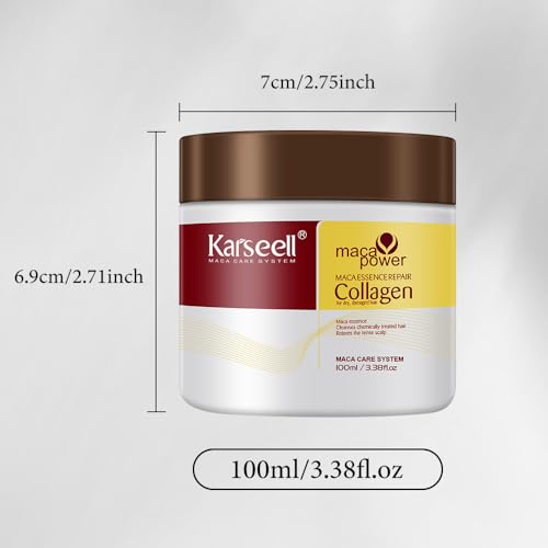 Karseell Collagen Hair Treatment Deep Repair Conditioning Argan Oil Collagen Hair Mask Essence for Dry Damaged Hair All Hair Types 3.38floz 100ml
