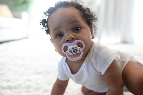 Chupete Dr. Brown's Nature Morada Brilla en la Oscuridad, Simétrico Silicona Suave para Bebé 6-18 Meses, Paquete de 4