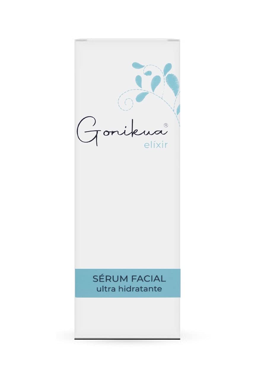 GONIKUA ELÍXIR, Sérum ULTRA-HIDRATANTE para Cara y Cuello, Día y Noche, 35 Aceites Esenciales, Aceite de Almendras, Glicerina grado USP, Oro Coloidal, Anti-Edad, Humectación Profunda, Antioxidante, Elasticidad, Renovación Celular, Luminosidad y Vitalidad,