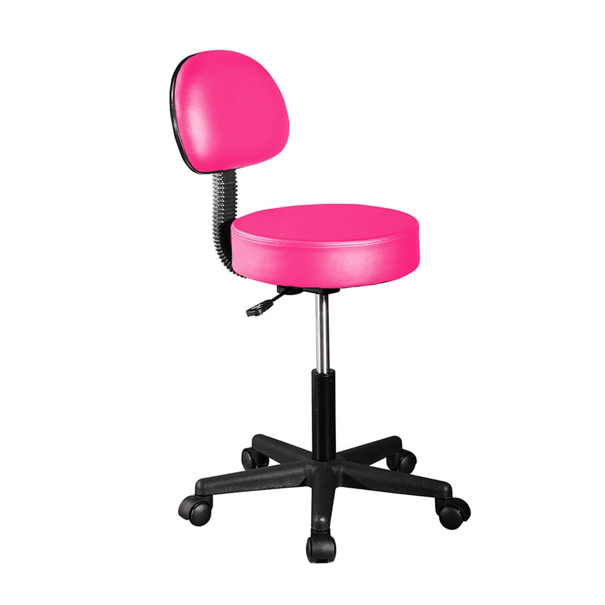 Silla Taburete Circular VANLIG Rosa con Respaldo y Altura Ajustable 38-55 cm para Consultorio y SPA