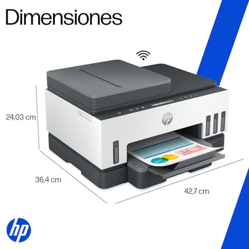 HP Impresora Multifuncional Smart Tank 750, Tinta Continua, Color, Wi-Fi, USB, Bluetooth, Dúplex (Doble Cara) & ADF Alimentador Automático, Impresión, escaneo, copiado (6UU47A)