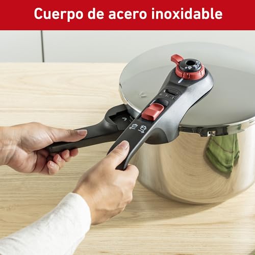 Olla de Presión T-fal Acero Inoxidable Secure Click 6L