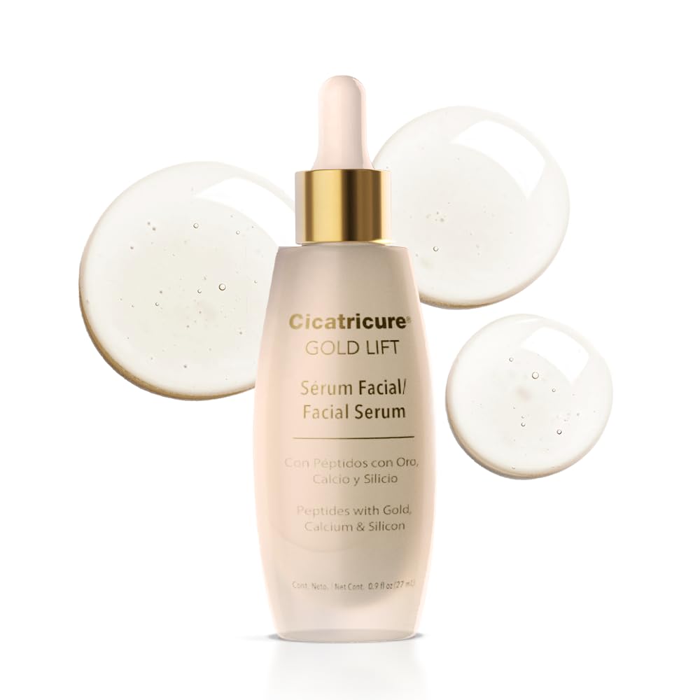 CICATRICURE - GOLD LIFT Serum Facial. Efecto tensor para rostro, cuello y escote, mejora la elasticidad, frasco con 27ml