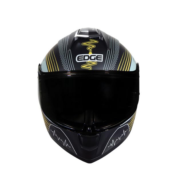 Casco para Moto Integral Boston - Casco Motocicleta Marca Edge - Visor Doble ANTIVAHO - Cascos para Motos Certificados Dot Moto - Accesorios para Moto Motocross Motocicleta Mujer Hombre Oro Negro XL