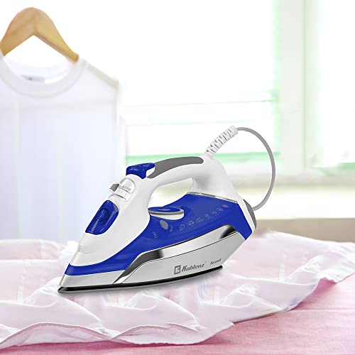 Plancha de Vapor Koblenz Azul Plata con Suela Cerámica y Antisarro de 1800W