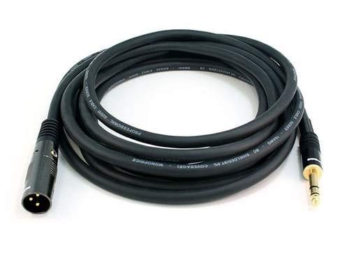 Cable de Audio XLR Monoprice Premier Series Negro 25 Pies 16 AWG Macho a Macho para Dispositivos de Audio
