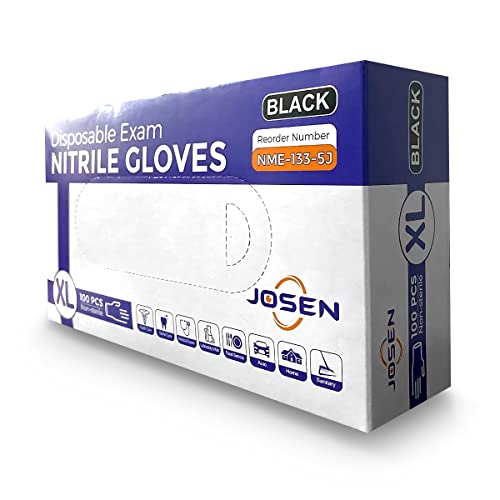 Guantes Desechables de Nitrilo Vinil Alta Calidad Negro Ajuste Perfecto Resistentes Sin Látex Sin Polvo Ambidiestros
