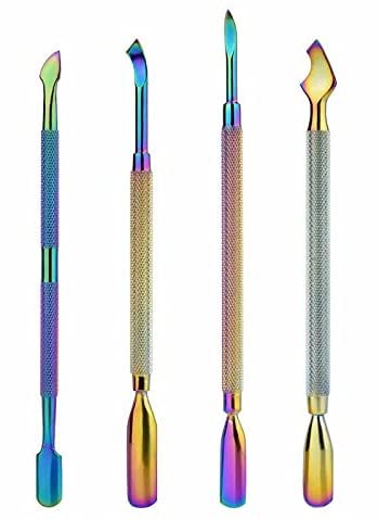 Generic Juego de herramientas para quitar cutículas y manicura de acero inoxidable con cuchara empujadora, nuevo