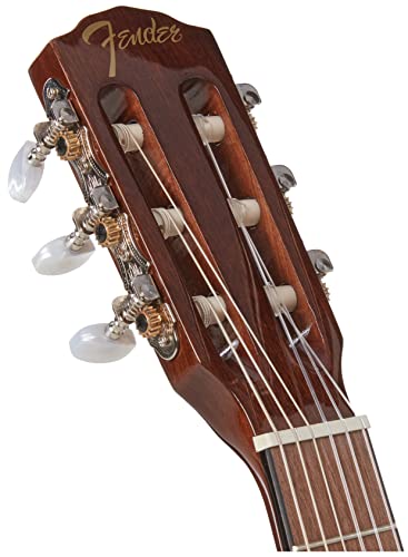 Fender Kit de inicio de guitarra acústica de tamaño 3/4 para principiantes con cuerdas de nailon, bolsa, afinador, correa y garantía de 2 años