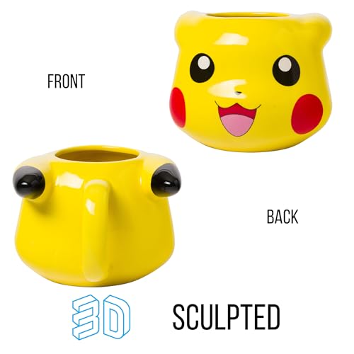 Taza Cerámica Esculpida 3D Silver Buffalo Pikachu Amarilla 20 Onzas