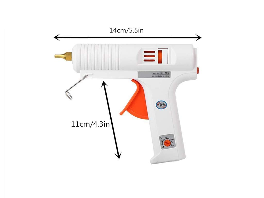 Fdit - Hot Melt Pistola de pegamento resistente ajustable temperatura de fusión pistola de pegamento 110 W tamaño completo Flexible disparador para Manualidades