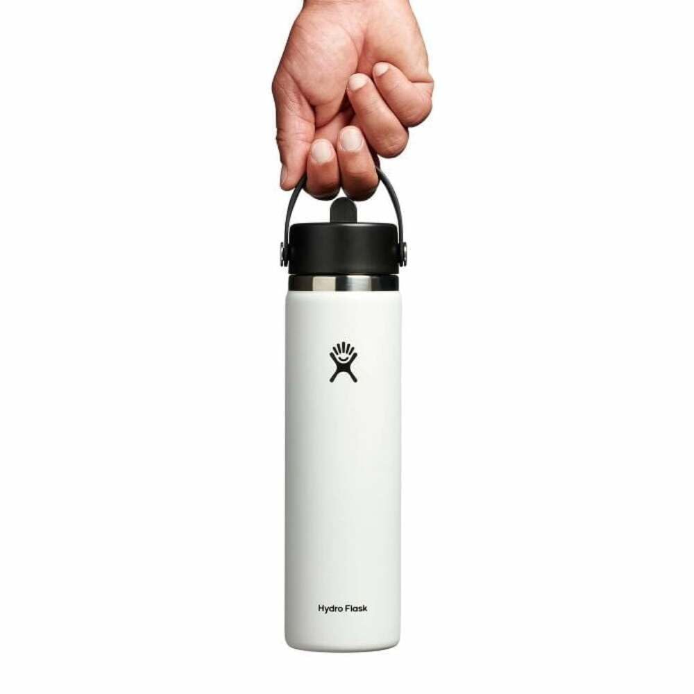 Botella Hydro Flask Blanca con Tapa Ancha y Popote Flexible