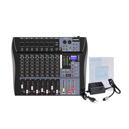 G-MARK MR80S Mezcladora de Audio Profesional 8 Canales, Consola de Audio Mixer con Interfaz USB Bluetooth, Mezcladora Digital de Estudio con Phantom Power de 48V para PC Estéreo Grabación Karoake