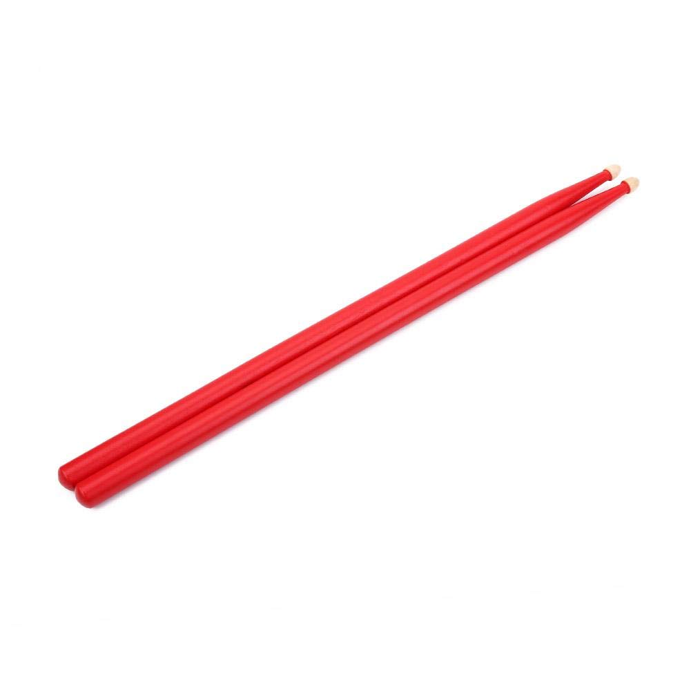 1 par de Baquetas de Tambor Baquetas de Arce 5A de batería clásicas Rojas(Rojo)