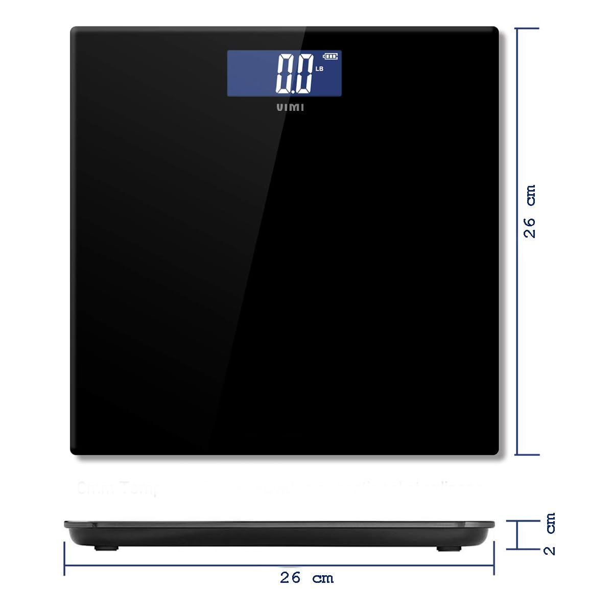 Báscula Digital Cuadrada Pesa Hasta 180 Kg (Negro)