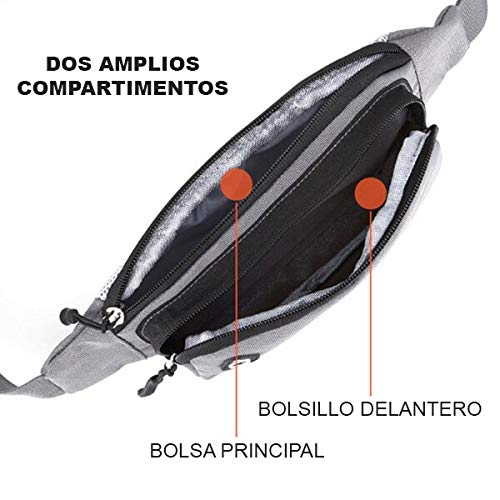 BLACK MAMUT Cangurera para Correr, Ligera, Hombre, Mujer, Porta Teléfono, Impermeable, Deporte, Ejercicio, Viaje, Campismo, Senderismo, Ciclismo, Aire Libre, Riñonera, Gran Capacidad, Ajustable