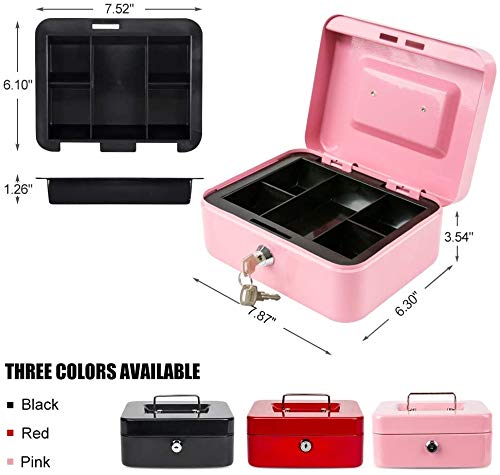 Caja de Dinero Xydled Acero Mediano con Bandeja Extraíble y Cerradura de Llave