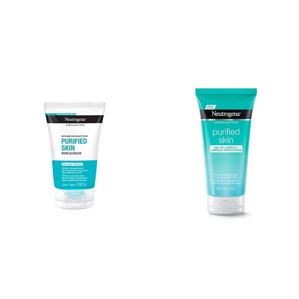 Exfoliante Facial Neutrogena Purified Skin Ácido glicólico 100 g, 1 + Gel Limpiador Facial Purified Skin Ácido glicólico 150 g
