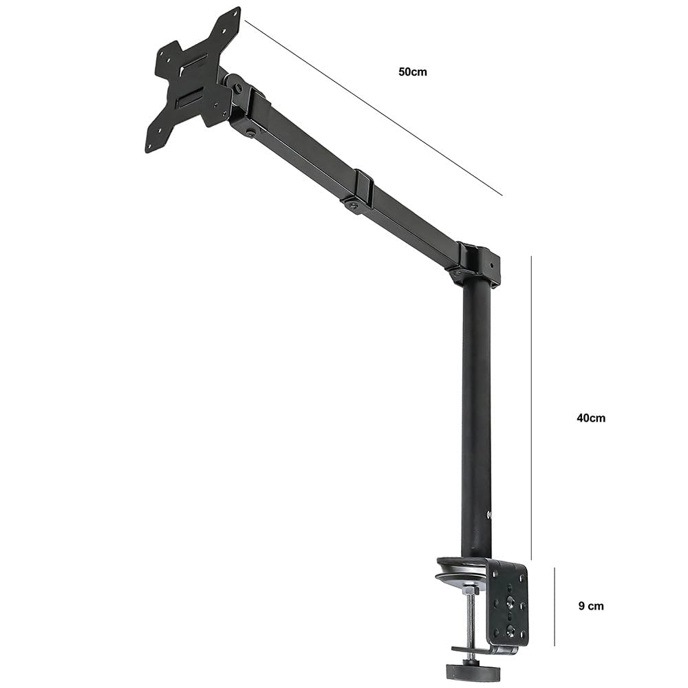 Soporte de Escritorio Master Negro con Doble Brazo Articulable para Dos Monitores