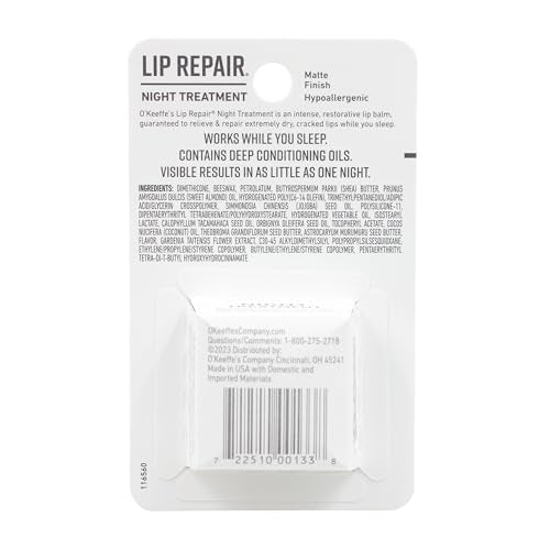 Bálsamo Labial O'Keeffe's Tratamiento Nocturno Reparación Labios 0.25 Onzas