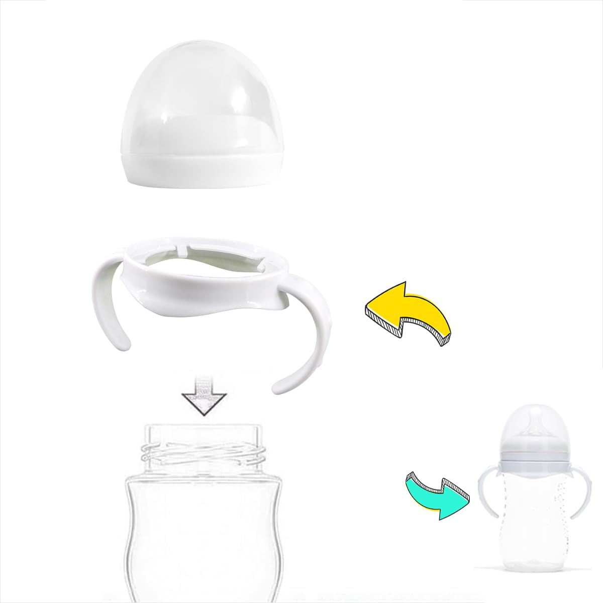 ROMIRUS Asas de Mamilas, Manijas de Biberón Asas para Biberones Avent Natural Response, Fácil Agarre, Paquete de 4