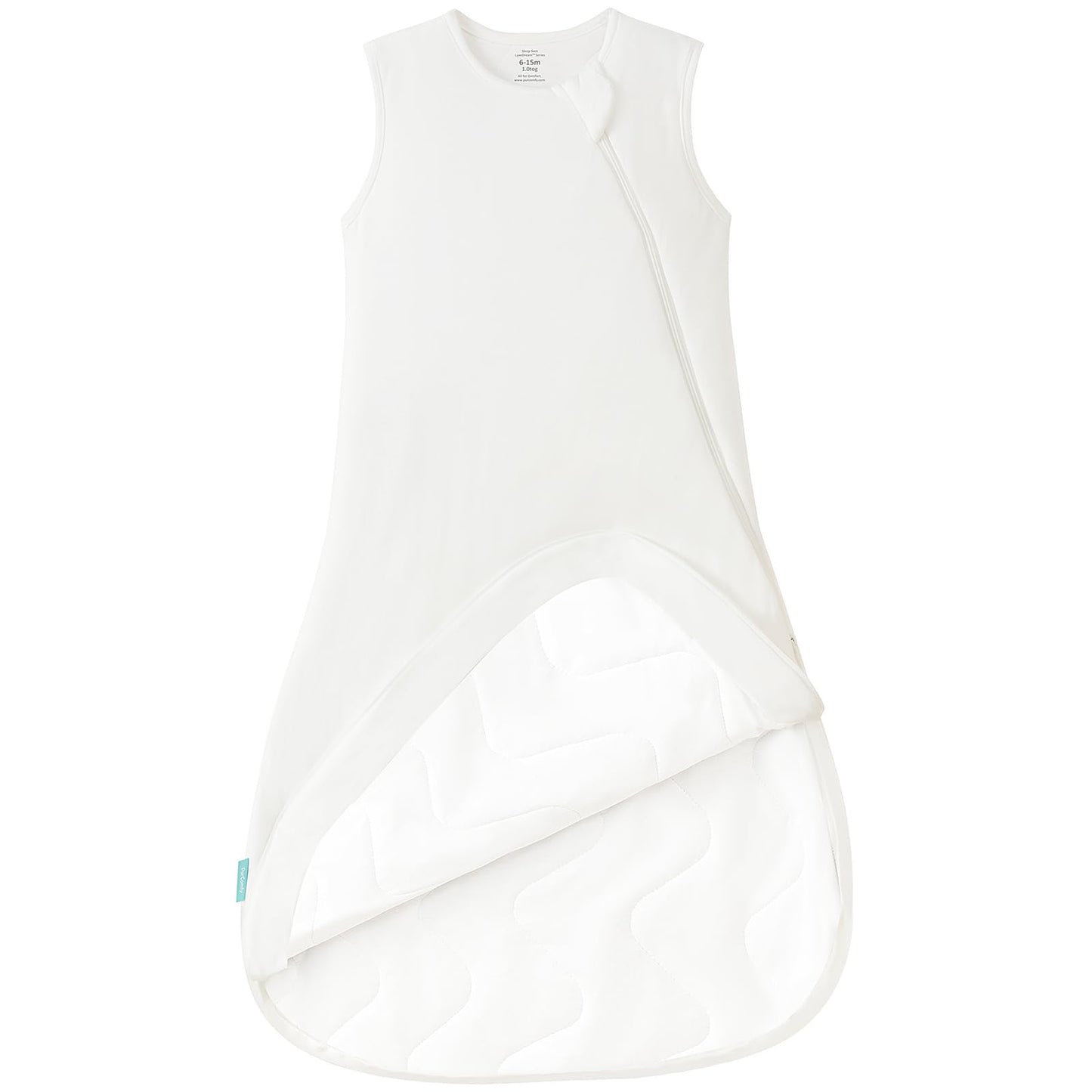 PurComfy Saco de Dormir Supersuave 1.0 TOG, Saco de Dormir Premium de Viscosa de Bambú para Bebé, Saco de Dormir con Cremallera Segura de 2 Vías 6-15 Meses (Crema)