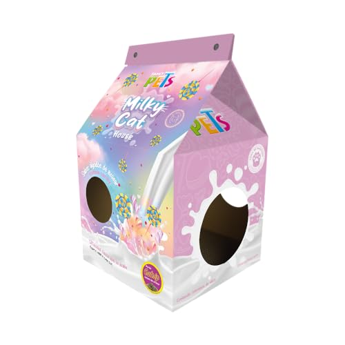 Fancy Pets Casa de Cartón con Rascador para Gatos Milky Cat Algodón de Azúcar