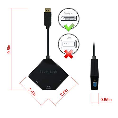 Adaptador DisplayPort a HDMI VGA DVI DP HDMI VGA DVI para Video 4K Negro Chapado en Oro Forma de Diamante
