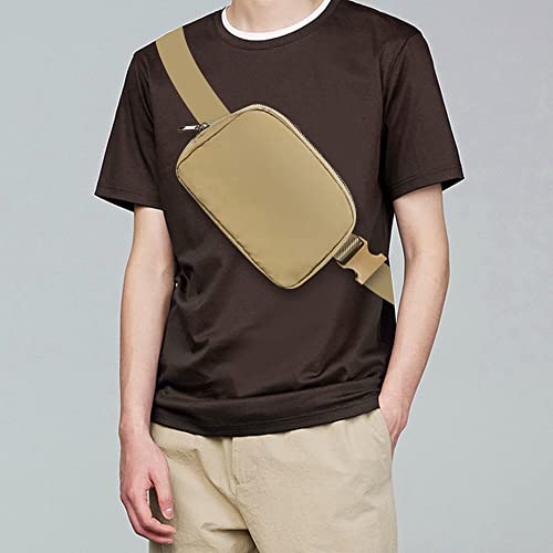 Cangurera Deportiva, Riñoneras Deportiva con Tela Impermeable de Amplia Capacidad, Bolsas de Crossbody Cinturón de Viaje de Seguridad para Pasaporte, Efectivo y Tarjetas,Cinturón Ajustable (Caqui)