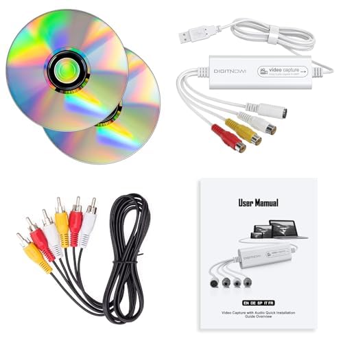 VIXLW Video Capture, USB Video Capture Device, Convert VHS to Digital, VHS/VCR/Hi8/Mini DV to Digital/DVD Converter, for Tape Player Camcorder Camera PC TV OBS, for Mac OS, Android, WinXP/7/8/10