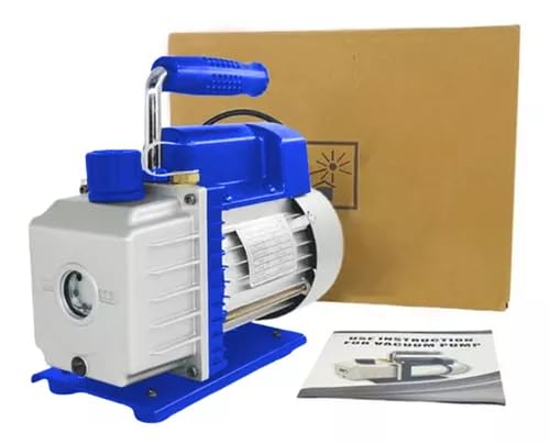 FIXITFAST Bomba de vacío rotativa de paletas de una etapa 3CFM 5 Pa 1/3HP para aire acondicionado refrigerante HVAC herramienta de aire, puerto de entrada abocardado Capacidad de aceite 225ml Azul