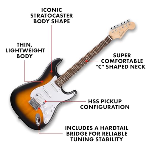 Debut Collection™ Stratocaster® HT HSS, Laurel Fingerboard, White Pickguard, 2-Color Sunburst
