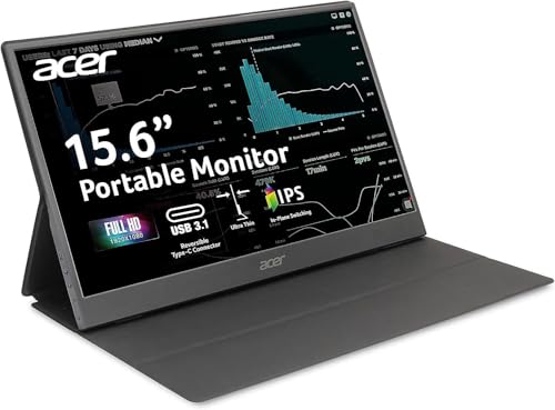 Acer Monitor Portatil PM1 15.6" FHD | Panel IPS | Diseño Ultradelgado y Ultraligero | Entradas Mini HDMI x 1 y USB Tipo C x 2