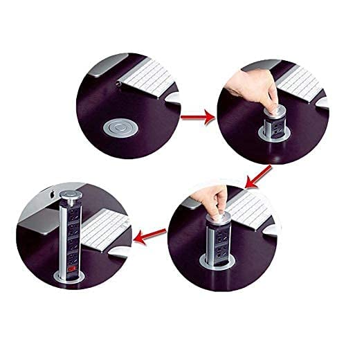 Brrnoo - Torre de alimentación multicontacto para Mesa con USB y 2 Puertos USB para Oficina y hogar