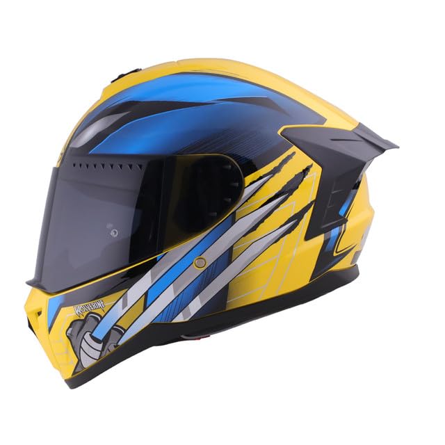 Casco Motocicleta Marca - Edge - Estilo Marvel - Visor Doble ANTIVAHO - Certificado Dot - Moto Cascos (Extreme Wolverine, L)